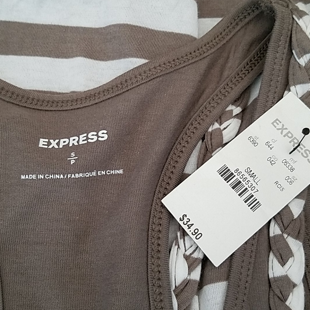 Express NWT Tank Razorback S Cream Taupe - Picture 4 of 6